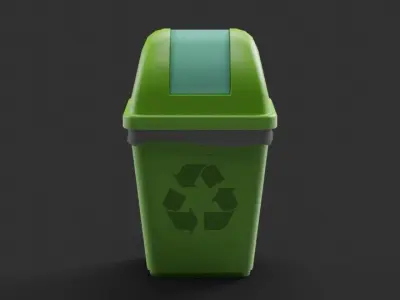 Trash Bin Low-poly 3D model