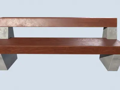 Street bench low poly pbr game ready 3d model Low-poly 3D model
