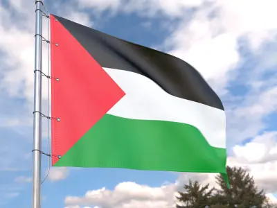 Flag Palestine animated loop 3D model