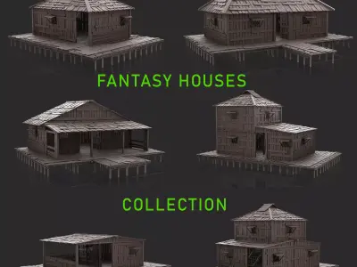 Fantasy Wooden Houses Collection - Jungle Hut 6 Model 3D Model Pack