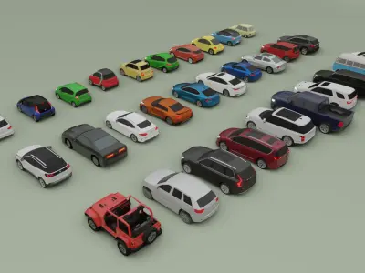  collection of 30 low poly cars 