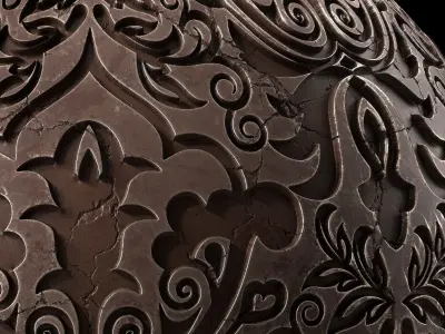 Metal Materials 17- Ornament Metal panels Pbr 4k Seamless Sbsar Low-poly 3D model