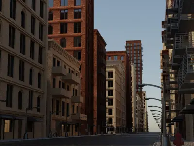 sample city modular package Low-poly 3D model