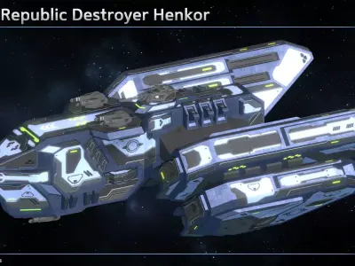 Spaceship Enkar Republic Destroyer Henkor Low-poly 3D model