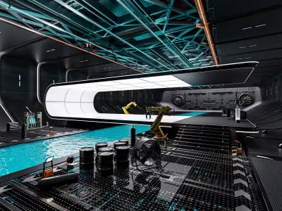 Sci-fi Hangar Interior V01 Low-poly 3D model