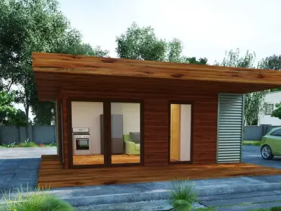 Modular wooden house 3D model