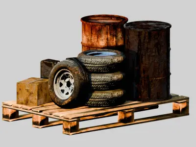 Urban Trash Abandoned Warehouse Atmosphere of Decline Low-poly 3D model