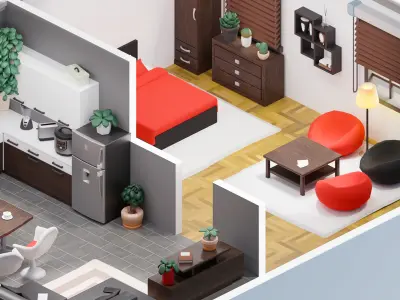 Room 49 Low-poly 3D model