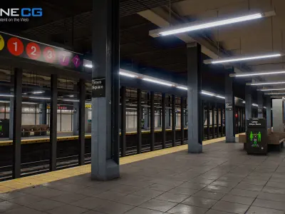 Times Square- 42st Subway Station and R211 Trains 3D model