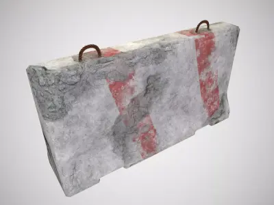 Low Poly Concret Road Block PBR Low-poly 3D model