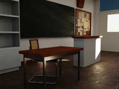 Realistic Classroom Model Game Ready  Archviz PBR Low-poly 3D model