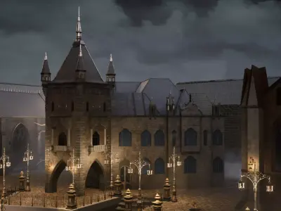 Bloodborne style Victorian Church  Low-poly 3D model