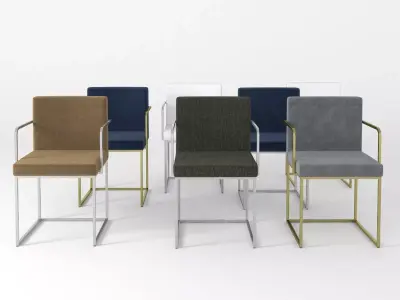 Chair two chairs with metal frame 3D model