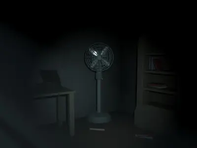 Standing Rotating Cooling Fan with animations Low-poly 3D model