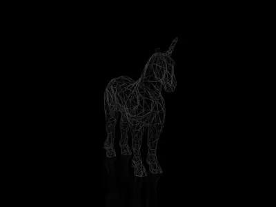 Unicorn Wireframe Low-poly 3D model