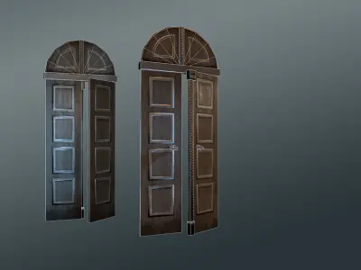 Wooden Door with Detailing Low-poly 3D model