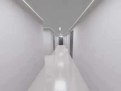 Hallway with walls and doors 3D model