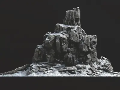Rock Island mountains 1 snow Low-poly 3D model