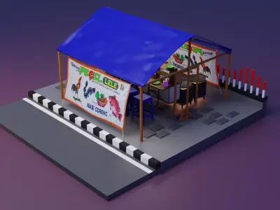 Warung Pecel Lele Lowpoly Isometric Low-poly 3D model