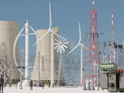 Radio Towers Electric and Street Infrastructure 3D Model Pack