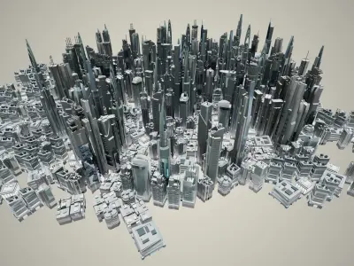 35 Futuristic Buildings VOL 1 Low-poly 3D model