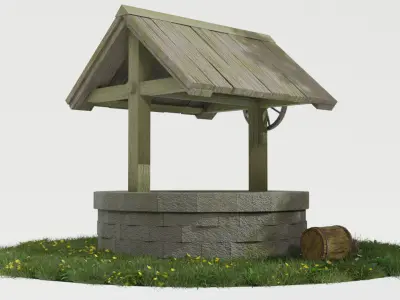 Old Well GameReady Low-poly 3D model