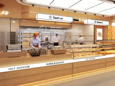 Bakery Shop Scene Low-poly 3D model