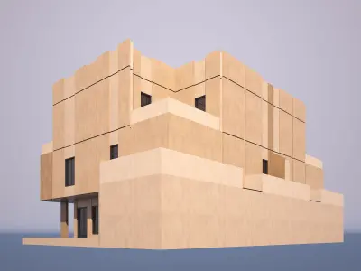 0211 - Twin Villa  Low-poly 3D model