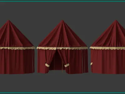 3 camp and tent Low-poly 3D model