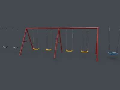 PBR Modular Outdoor Playground Swing Sets A Low-poly 3D model