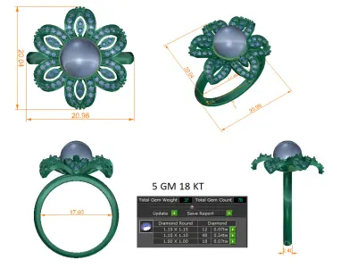 Women Ring  Render 3dm STL OBJ FBX Details 3D print model 358