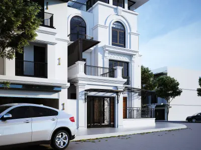 Modern Village Exterior 3d Scene - V-ray rendering 3D model