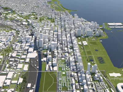 Chicago 50x50km 3D City Map 3D model