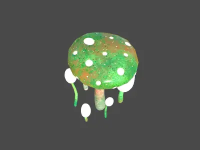 Fantasy Mushroom H09 Green Orange - Scene Backdrop Design Low-poly 3D model