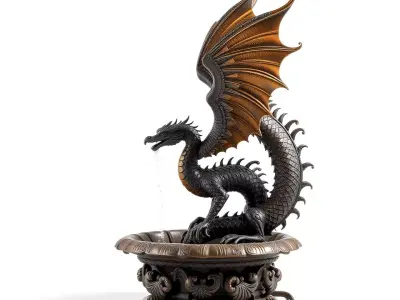 Majestic Dragon Fountain model pack Low-poly 3D model