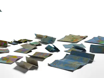 Folded Map Low-poly 3D model