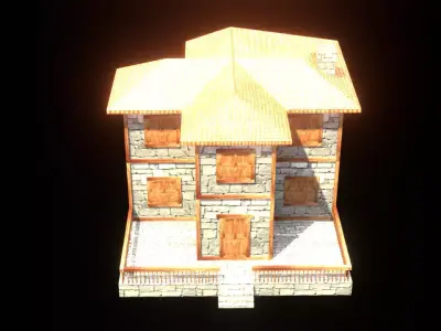 medieval house low poly village town residential house  97 Low-poly 3D model