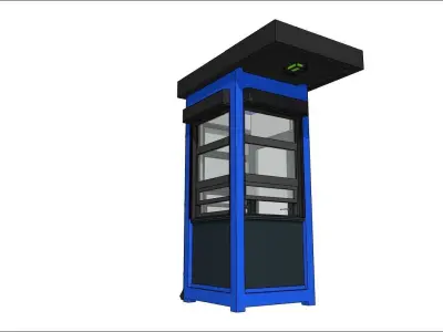 container guard booth 125cm x 125cm plus roof wit light 3D model