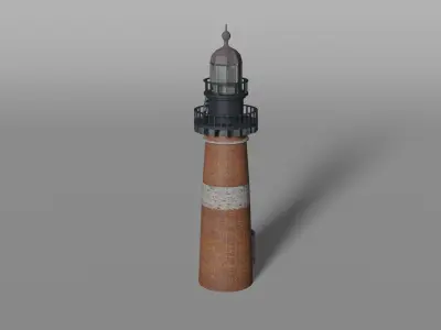 Old brick lighthouse Low-poly 3D model