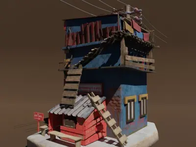 Cartoon Ghetto Flat Free low-poly 3D model