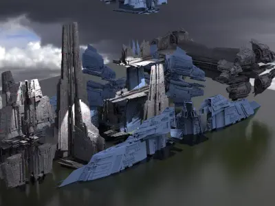 Stargate Pyramid City Ships 19 models 3D model