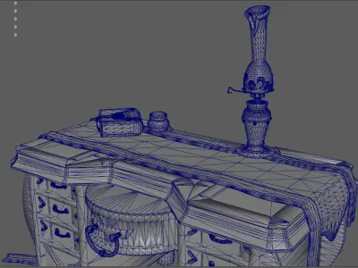 Stylish Magician Alchemist Table Oil Lamp Low-poly 3D model