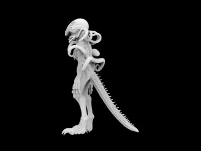 Alien Monster 3D Print Model Bipedal Sci-Fi Creature 3D print model