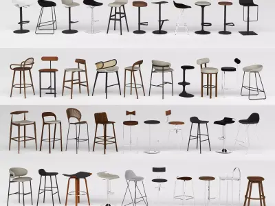 Modern Bar Stool 3D Model Collection  Low-poly 3D model