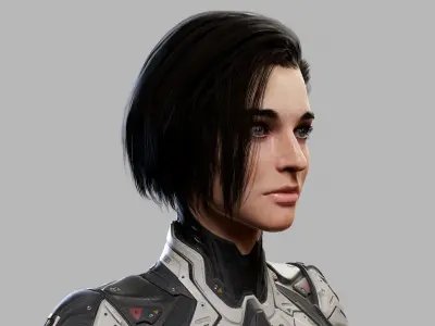 Female Sci Fi Girl Low-poly 3D model