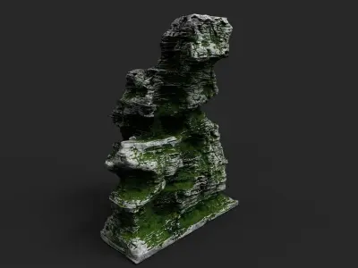 Mossy Cliff Rock 23-3 Low-poly 3D model