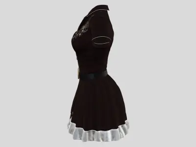 Female Mini Cowgirl Dress Low-poly 3D model
