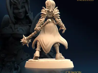 Armored Warrior Crimson Morning Star B Nude 3D print model