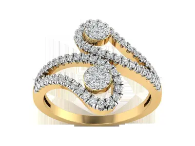 Light Weight Rose Gold Diamond Ring  -R-3908 3D print model