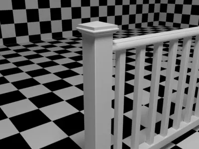 Exterior Railing - White Vinyl - Style 2 3D model